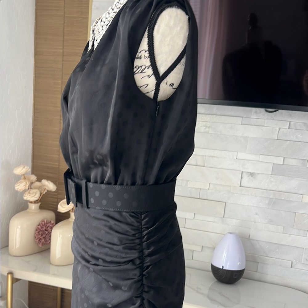 Rebecca Vallance Elegant Black Sleeveless Dress with Belt - Picture 4 of 5